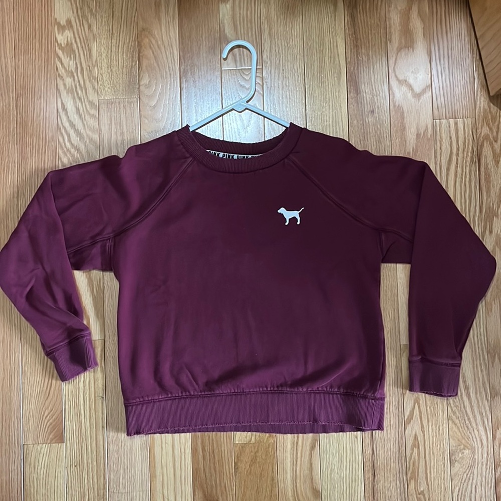 PINK Maroon Crew Neck